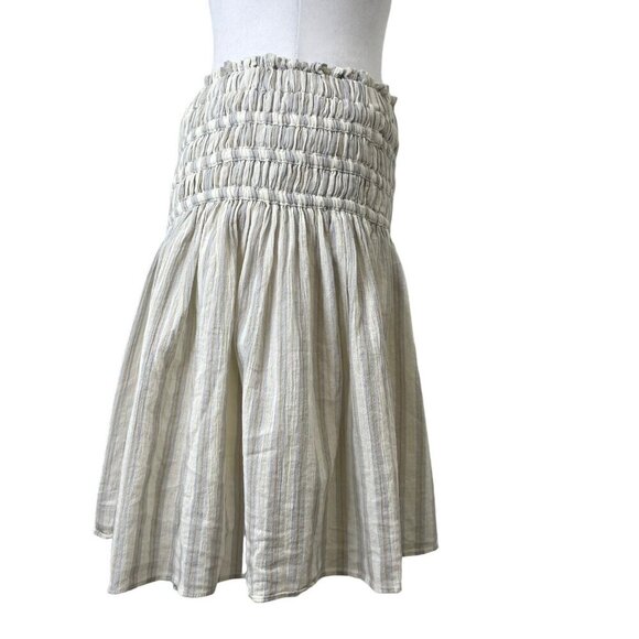 Madewell Pull-On High Smocked Waist Mini Skirt Preppy Stripe size Medium - Picture 4 of 6